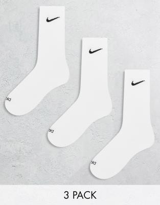 Nike Training Nike Training Everyday Cushioned Plus 3 pack crew socks in white