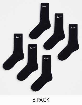 Nike Training Nike Training Everyday Cushioned Plus 6 pack crew socks in black