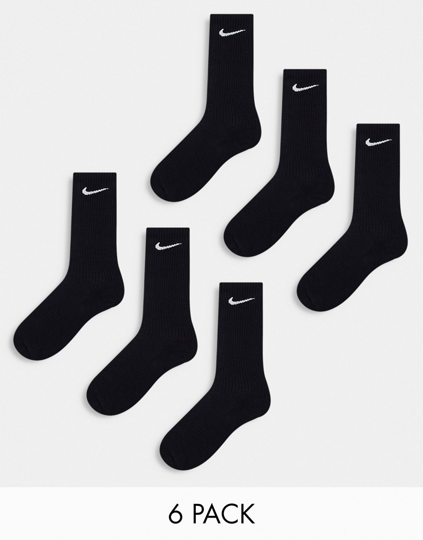 Nike Training Everyday Cushioned Plus 6 pack crew socks in black
