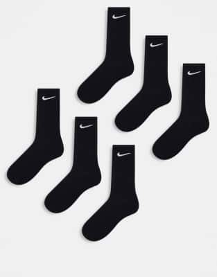 Nike Training Everyday Cushioned Plus 6 Pack Crew Socks In Black