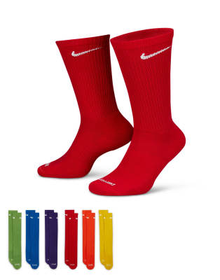 Nike Training Everyday Plus Cushioned 6 Pack Crew Socks In Multi