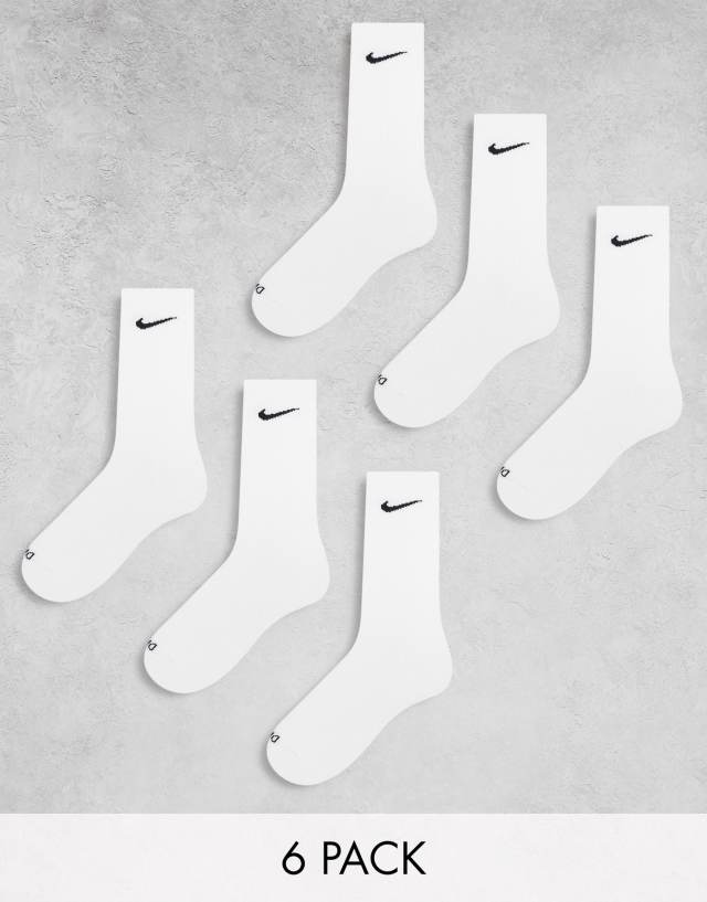 Nike Training - everyday cushioned plus 6 pack crew socks in white