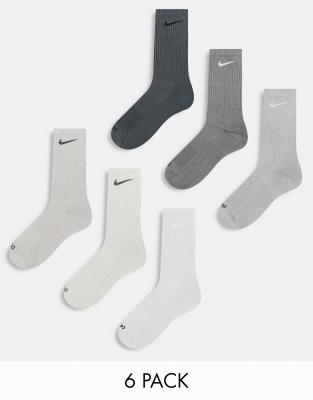 Nike Training Everyday Cushioned Plus 6 pack trainer socks in grey