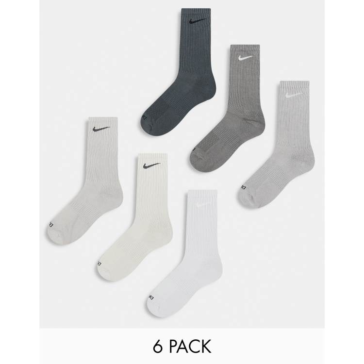 Nike Training Everyday Cushioned Plus 6 pack trainer socks in grey ASOS