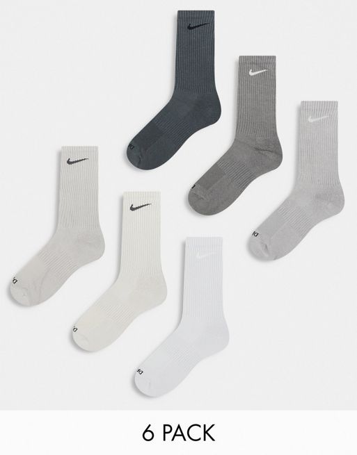 Nike Training - Everyday Cushioned Plus - Confezione da 6 paia di calzini sportivi ammortizzati grigi