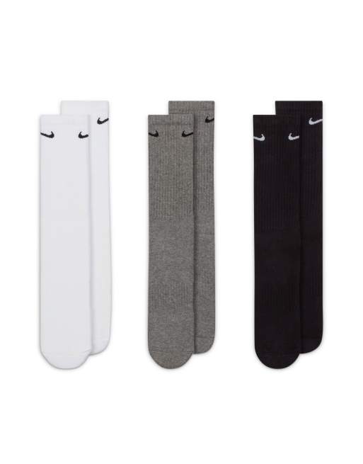 Nike Training - Everyday Cushioned - Set van 3 paar sportsokken in wit, grijs en zwart, 2 van 4