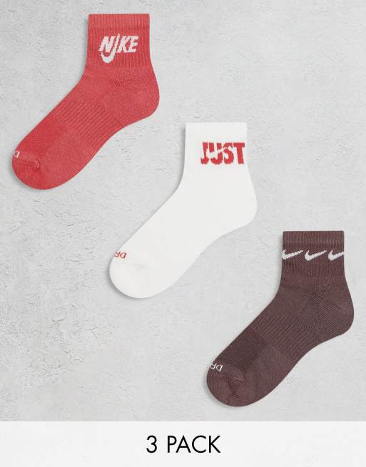 Nike Training – Everyday Plus – 3er-Pack knöchelhohe Socken in Lila, Weiß und Rosa
