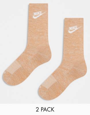  Nike Training Everyday Plus Cushioned 2 pack crew socks in orange 