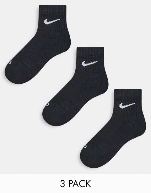  Nike Unisex Performance Cushion Quarter Training Socks (3  Pair), BLACK/WHITE, XL : Clothing, Shoes & Jewelry