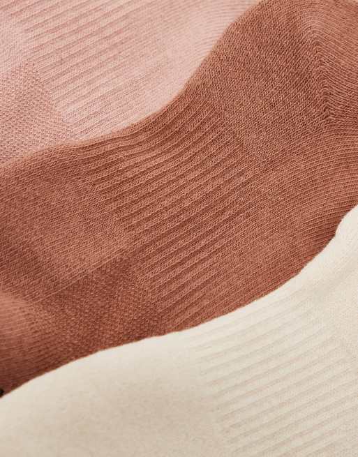 Nike Training Everyday Plus Cushioned 3 pack ankle socks in brown and beige, 3 of 3