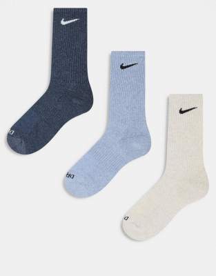 Training Everyday Plus Cushioned 3 pack crew sock in khaki, beige and navy-Multi