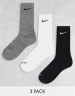 Nike Training Everyday Cushioned Plus 3 pack crew socks in white