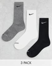 Nike Everyday Plus Cushioned 3 pack crew socks in white and green