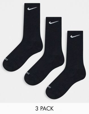 Black Nike 3 Pack Cushioned Crew Socks