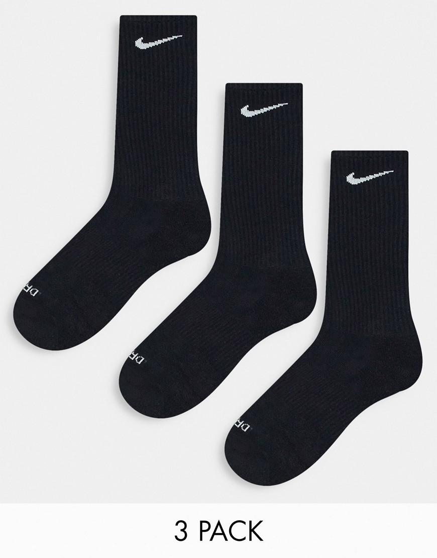 Shop Nike Training Everyday Cushioned Plus 3 Pack Crew Socks In Black