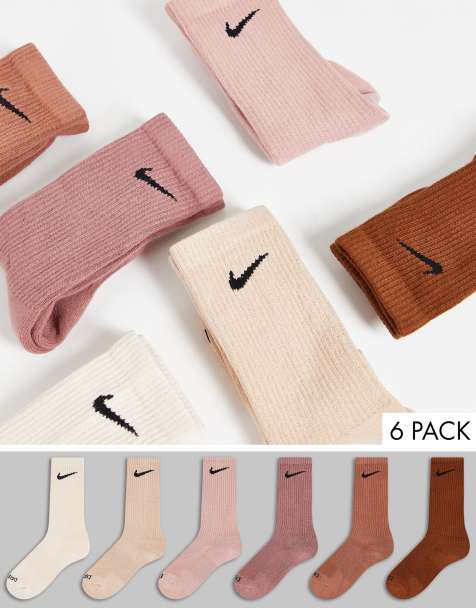 Nike Training Everyday Plus Cushioned 6 pack crew socks in beige and brown - view 1