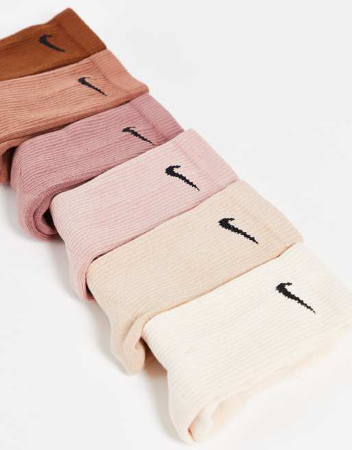 Nike Training Everyday Plus Cushioned 6 pack crew socks in beige and brown, 2 of 4