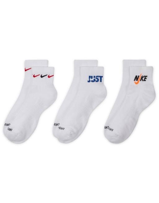 Nike Training – Everyday Plus Cushioned – Zestaw 3 par białych skarpetek do kostki, z grafiką, 2 z 4