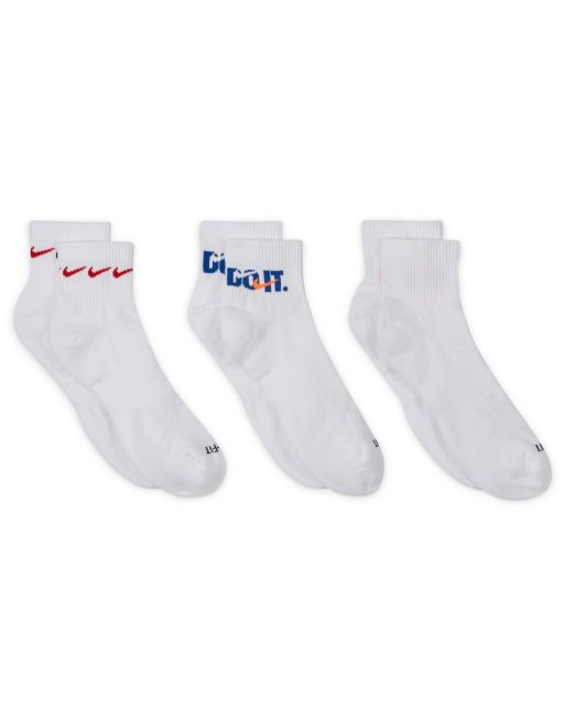 Nike Training – Everyday Plus Cushioned – Zestaw 3 par białych skarpetek do kostki, z grafiką, 3 z 4