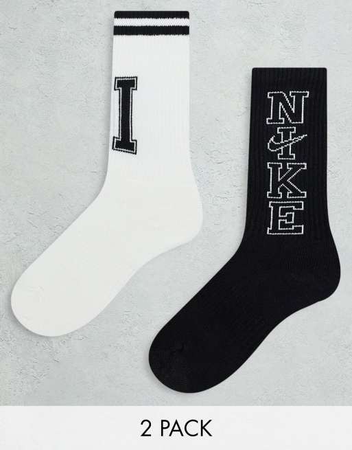Nike Training – Everyday Plus – Vita sportstrumpor med dämpning, 2-pack 