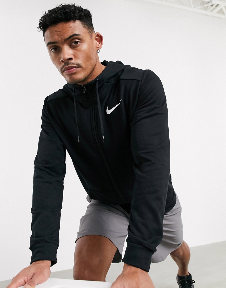 Nike Training - Felpa con cappuccio e zip nera-Nero