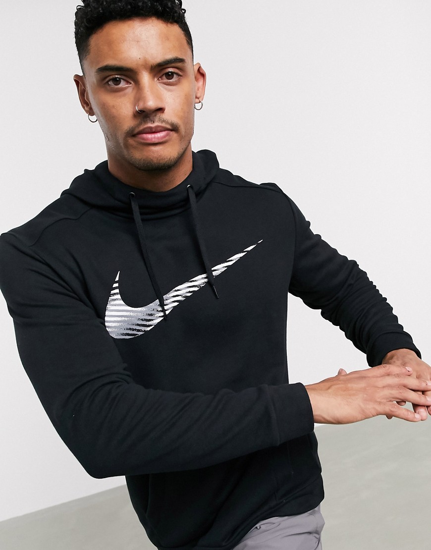 Nike Training - Felpa Dri-Fit nera con logo e cappuccio-Nero