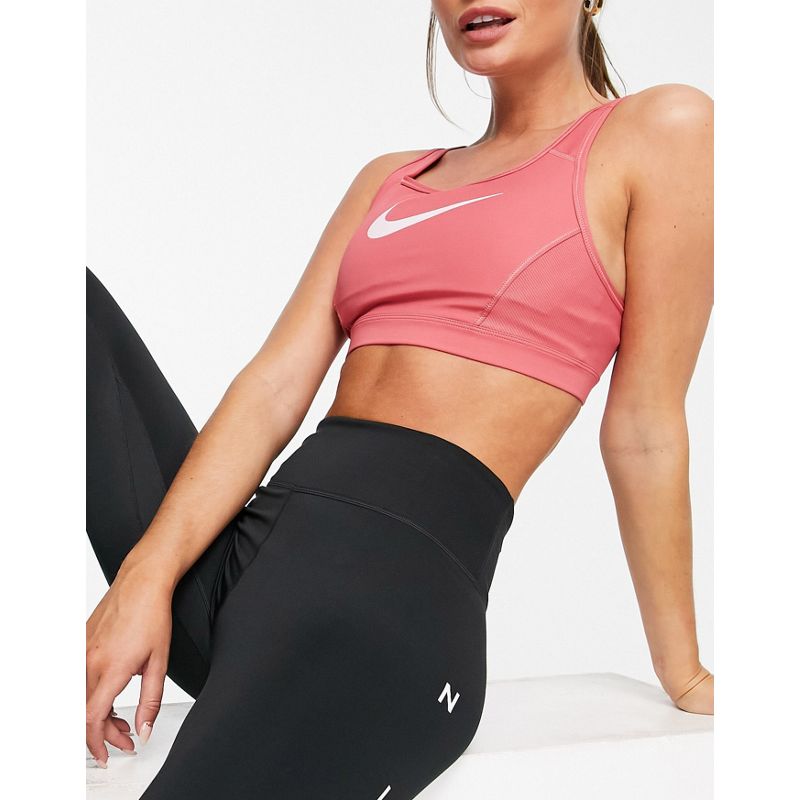 Donna Activewear Nike Training - Femme Dri-FIT - Reggiseno sportivo a sostegno medio rosa con logo Nike