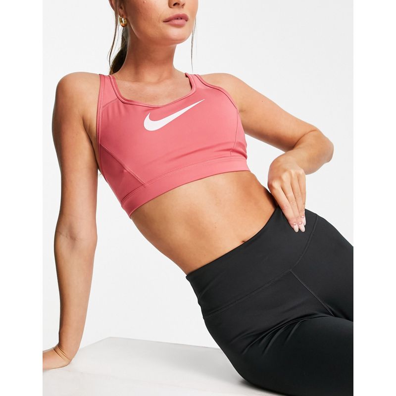 Donna Activewear Nike Training - Femme Dri-FIT - Reggiseno sportivo a sostegno medio rosa con logo Nike