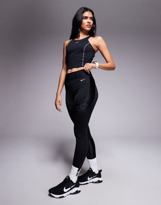 Nike Training fitted tank top in black and pink, 4 of 4