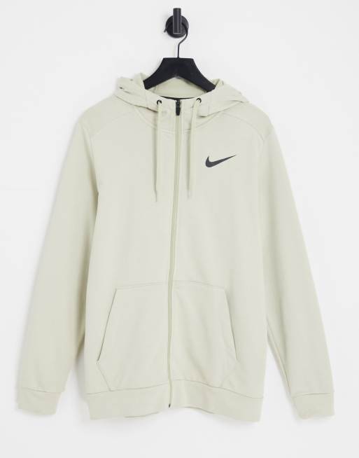 Nike Training – Fleece-Kapuzenjacke in Steingrau mit Reißverschluss