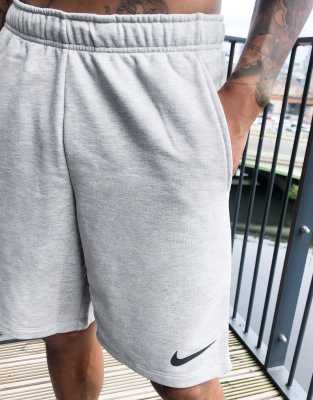 nike training fleece shorts in grey