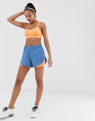 Nike Training - Flex 2 in 1 short in blauw en oranje