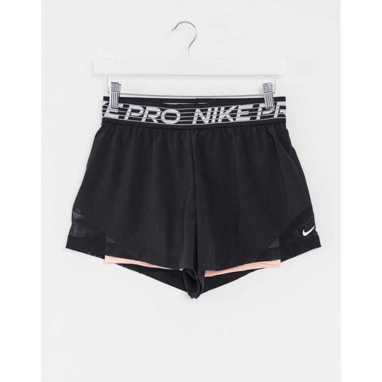 Nike Training flex 2 in 1 shorts in black and pink ASOS
