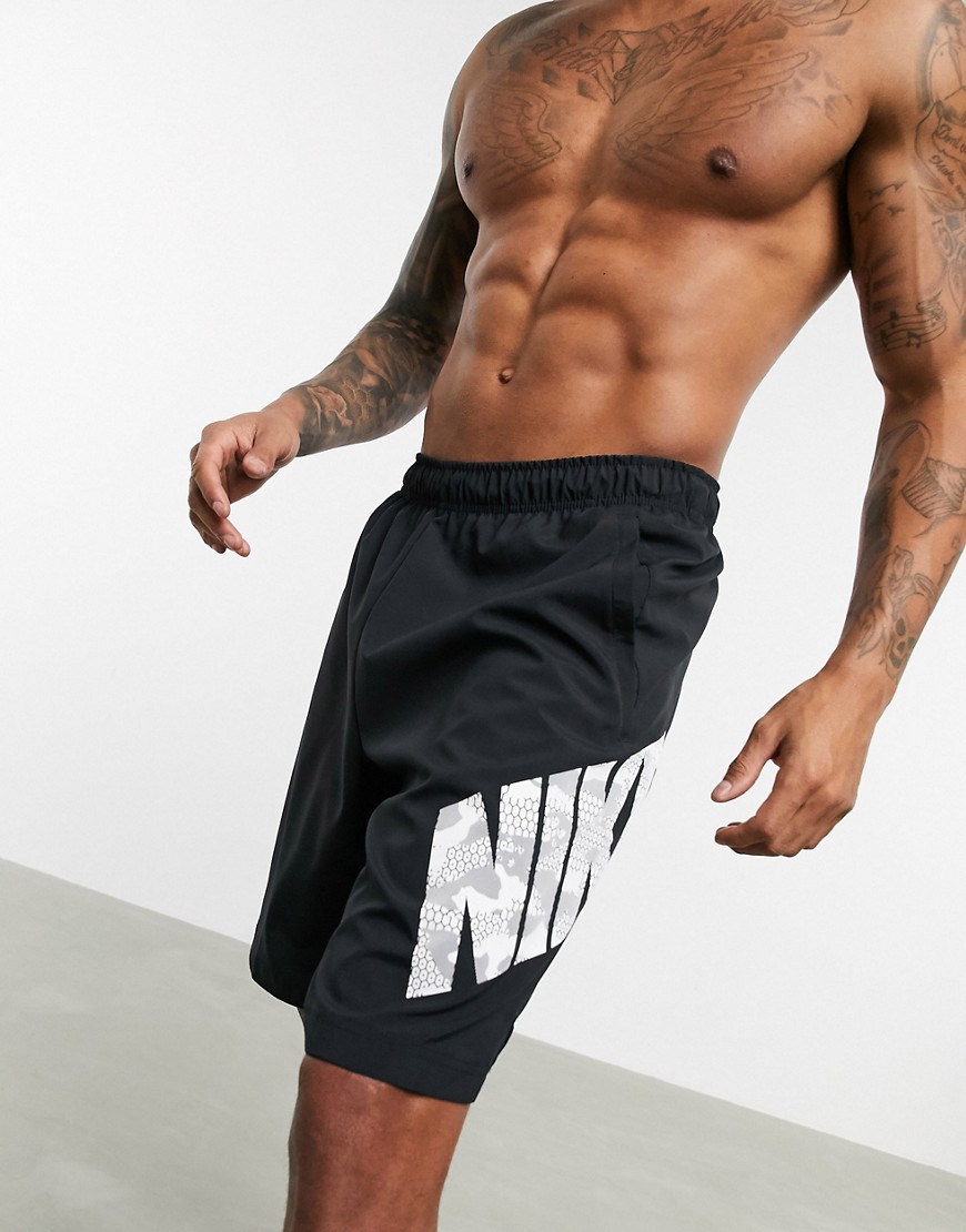Nike Training - Flex - Pantaloncini neri con logo mimetico-Nero