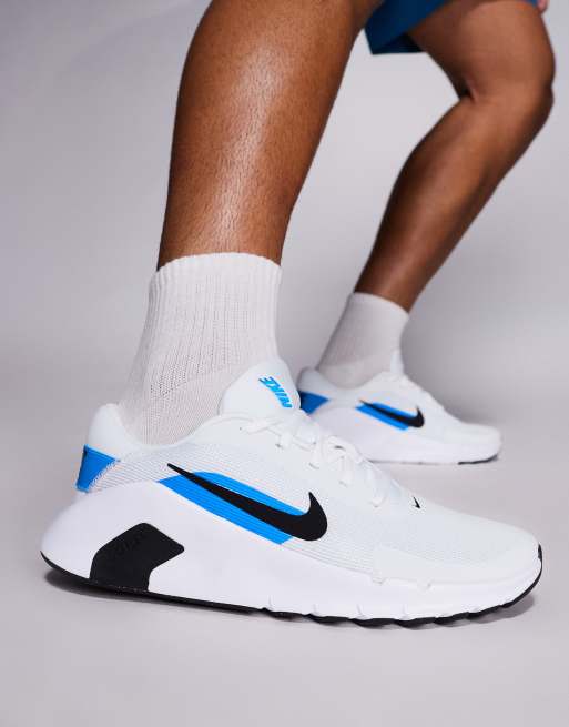 Nike Training Flex sneakers in white and blue, 4 of 5