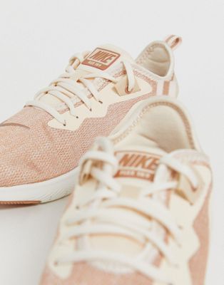 nike training flex sneakers in rose gold