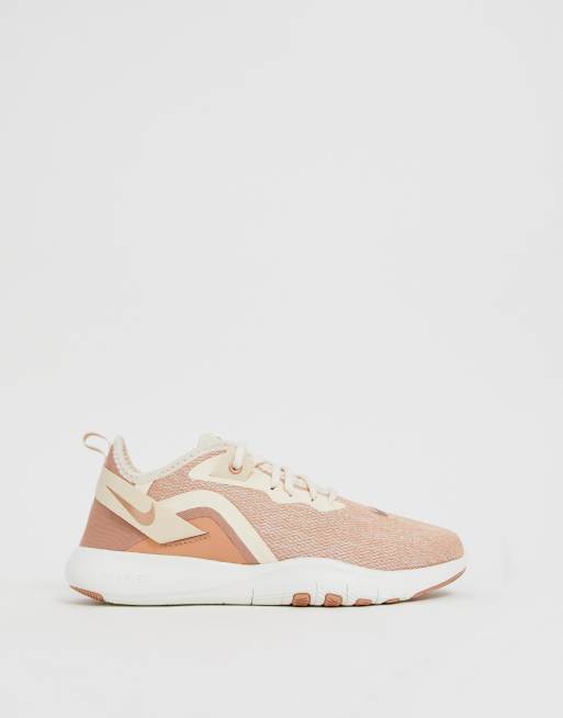 Nike training flex top sneakers in rose gold