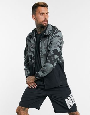 Nike Training flex zip-thru jacket in gray camo-Grey
