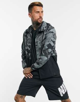 Nike Training flex zip-thru jacket in gray camo-Grey