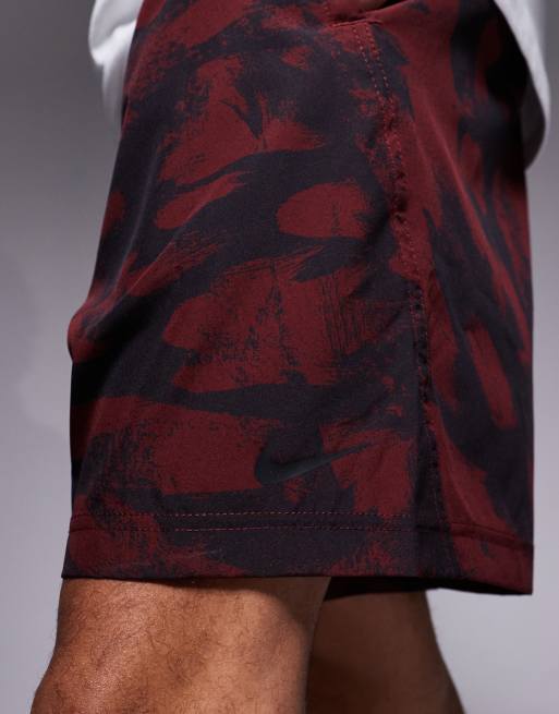 Nike Training Form Dri-FIT 7 inch shorts in burgundy print, 5 of 5