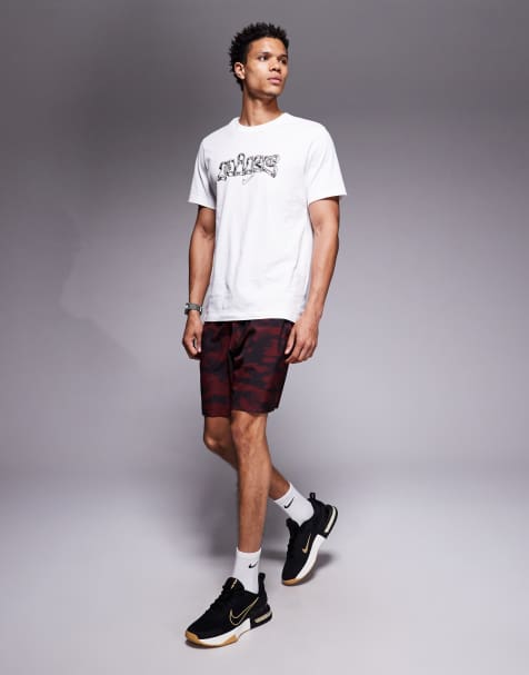 Nike Training – Form Dri-FIT – Vinröda, mönstrade shorts, 7 tum - view 1