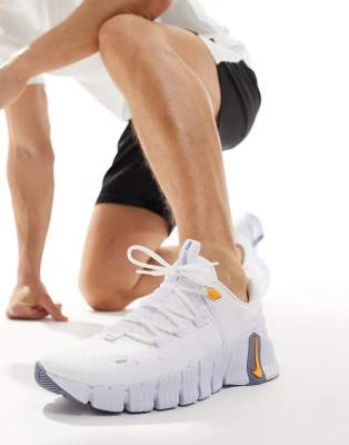 Nike Free Metcon 5 Sneakers In White And Orange In White