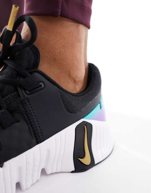 Nike Training Free Metcon 5 trainers in black and pink metallic