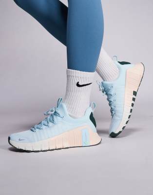 Free Metcon 6 Premium sneakers in light blue and off white