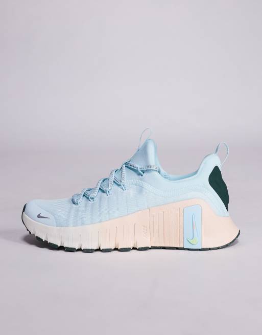 Nike Training Free Metcon 6 Premium sneakers in light blue and off white