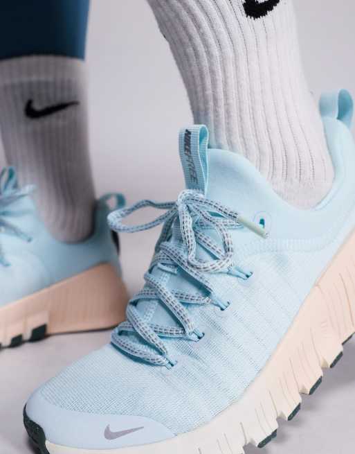 Nike Training Free Metcon 6 Premium sneakers in light blue and off white
