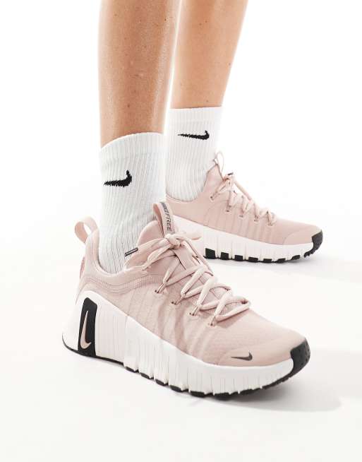 Nike Training Free Metcon 6 Premium sneakers in light pink and off white