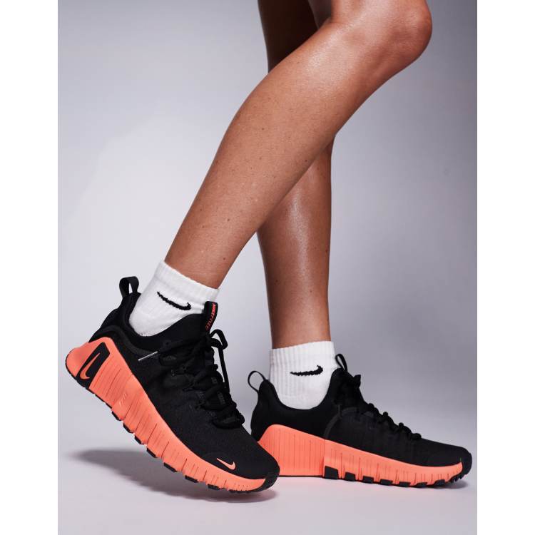 Nike Training Free Metcon sneakers in black and orange ASOS