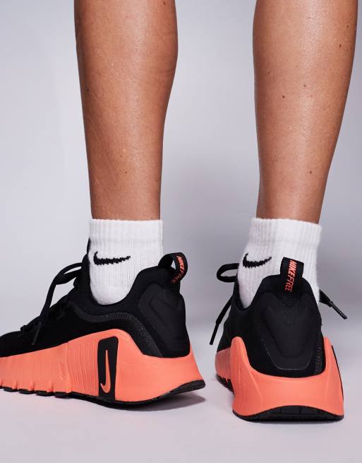 Nike Training Free Metcon 6 sneakers in black and orange