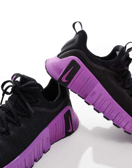 Nike Training Free Metcon 6 sneakers in black and purple | ASOS display picture 1